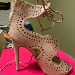 JustFab Blush tie-up heels